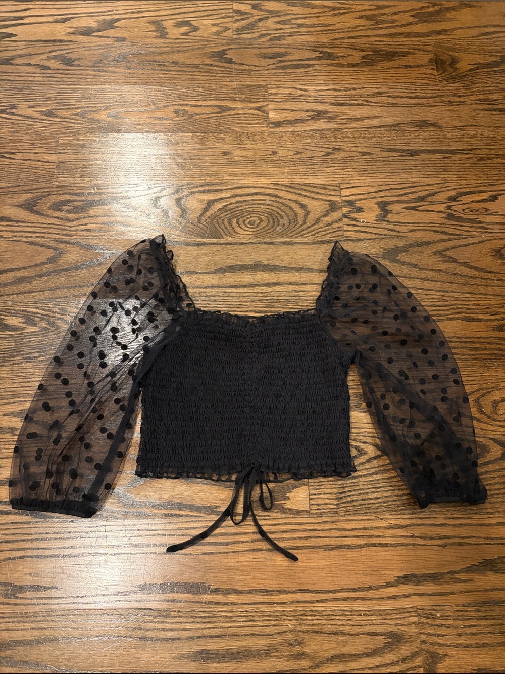 Black Polka Dot Going Out Crop Top